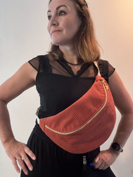 sac-banane taille M sac banane fait main en france en velours cotelé taille s